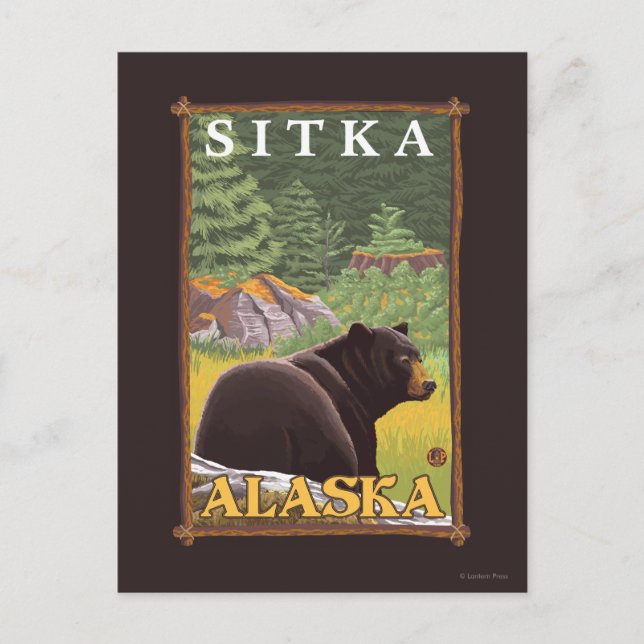 Postal Oso Negro en el bosque - Sitka, Alaska (Anverso)