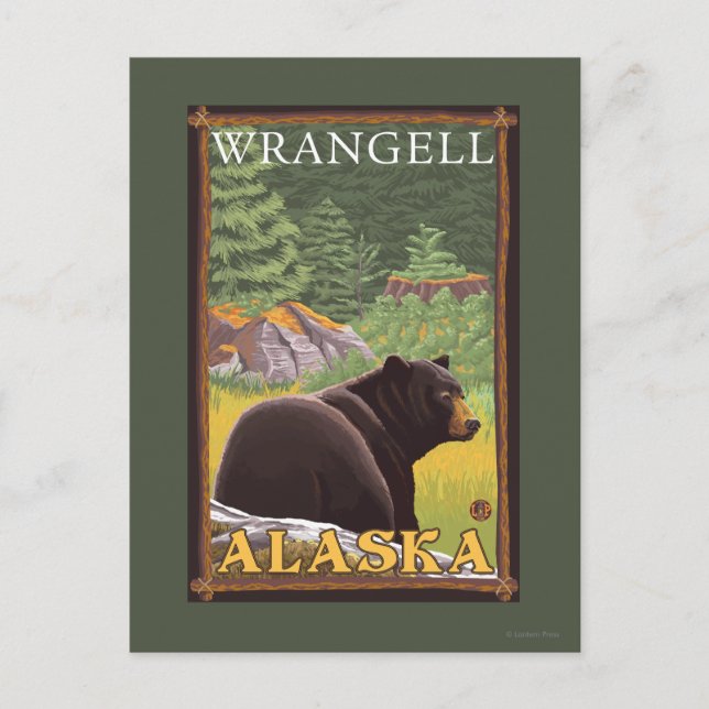 Postal Oso Negro en el bosque - Wrangell, Alaska (Anverso)
