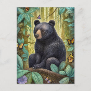 Postal Oso Negro En La Postcarta De Arte Forestal