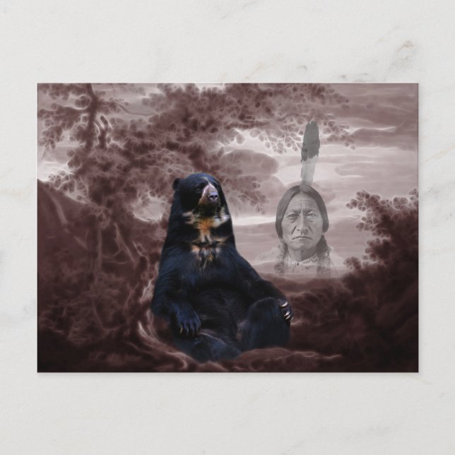 Postal Oso negro nativo americano (Anverso)