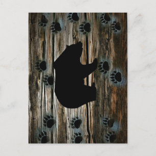 Postal Oso Negro Oso Negro Patas Madera Rústica