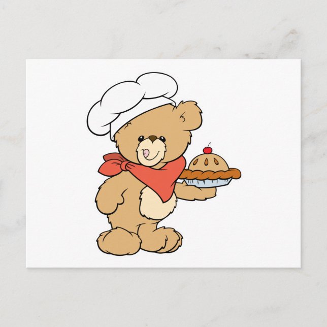 Postal Oso panadero chef lindo (Anverso)