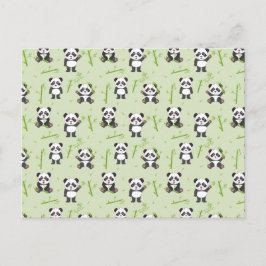 Postal Oso Panda Bonito Patrón de Animales Kawaii de Bamb