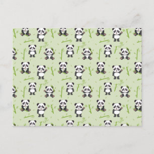 Postal Oso Panda Bonito Patrón de Animales Kawaii de Bamb