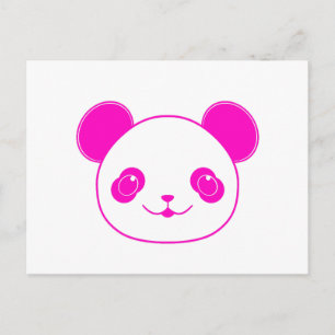 Postal Oso Panda Kawaii Rosa