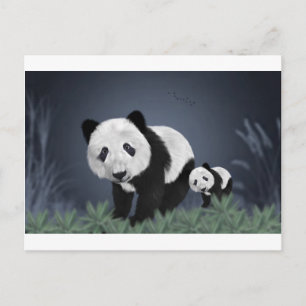 Postal oso panda lindo adorable animal negro blanco dulce