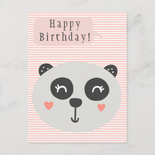 Postal Oso Panda Lindo - Cumpleaños de Niños