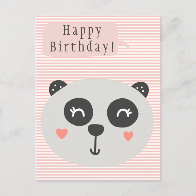Postal Oso Panda Lindo - Cumpleaños de Niños (Anverso)