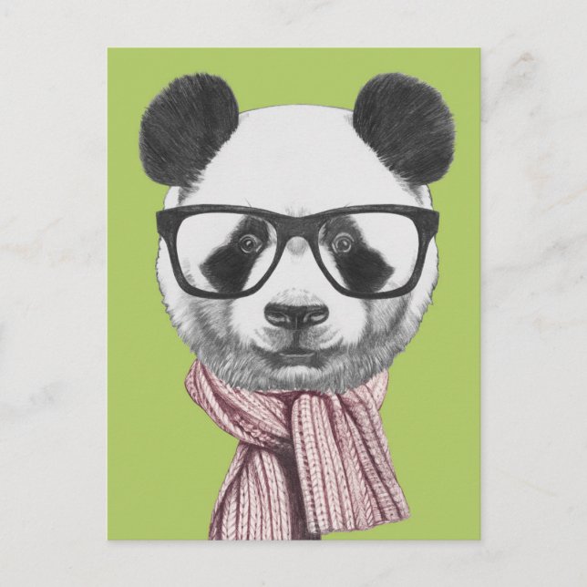 Postal Oso Panda listo para el invierno (Anverso)