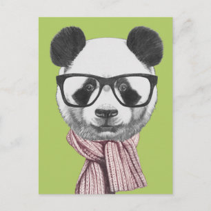 Postal Oso Panda listo para el invierno