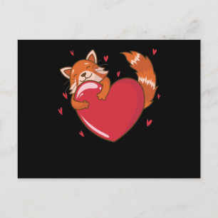 Postal oso panda rojo está enamorado gato de oso bambú