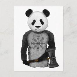 Postal Oso Panda sostiene el martillo viking de Thor