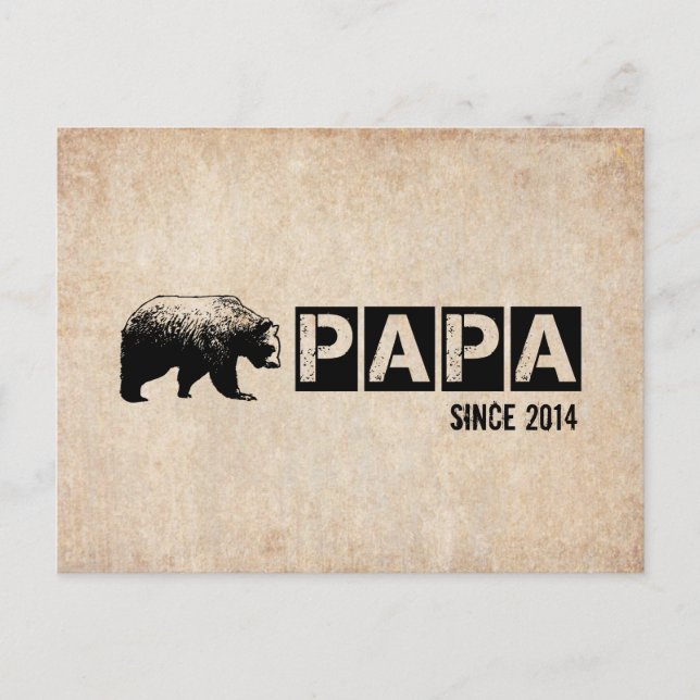 Postal Oso Papá Grunge Desde 2014, Negro (Anverso)