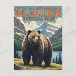 Postal Oso pardo en el Parque Nacional Glacier Montana