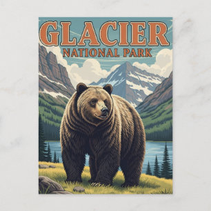 Postal Oso pardo en el Parque Nacional Glacier Montana