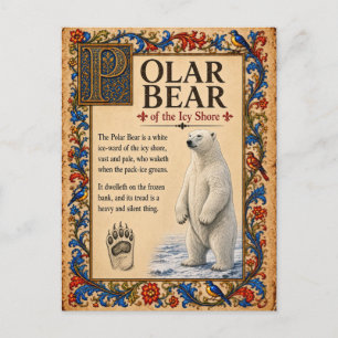Postal Oso Polar, Arte de Bestiario Medieval
