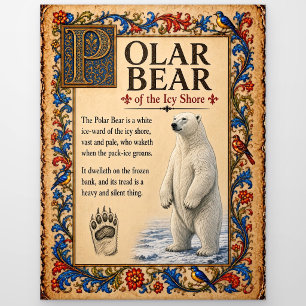 Postal Oso Polar, Arte de Bestiario Medieval