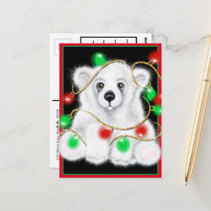 Postal Oso polar cachorro de Navidad lindo, oso cachorro 