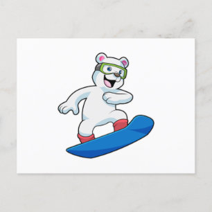 Postal Oso polar como snowboard con Snowboard