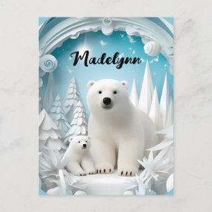 Postal Oso polar con el frío invierno blanco del océano á
