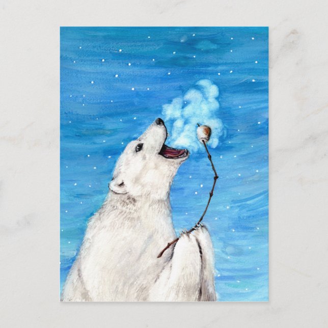 Postal Oso Polar con malvavisco tostado (Anverso)