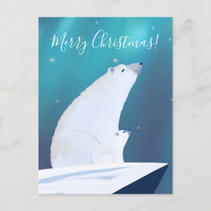 Postal Oso Polar Cutáneo Feliz Navidad