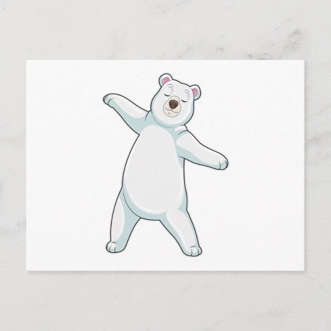 Postal Oso polar en Fitness de Yoga en posición de pie (Anverso)