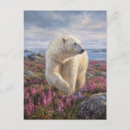 Postal Oso Polar Flor Silvestre de la Tundra Ártica