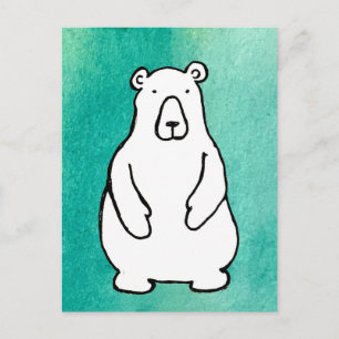 Postal Oso Polar Grizzly de Dibujos Animados Divertido Az