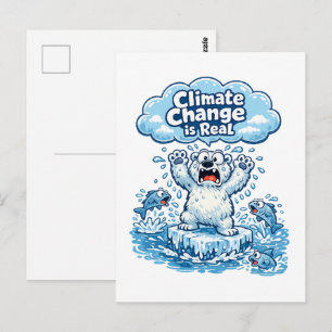 Postal Oso Polar Kawaii El Cambio Climático Es Real