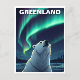 Postal Oso Polar Luces del Norte Groenlandia