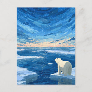 Postal Oso Polar Lunar Gigante Luminoso Noche Ártica