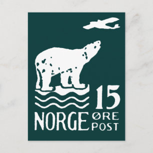 Postal Oso Polar Noruego De 1925