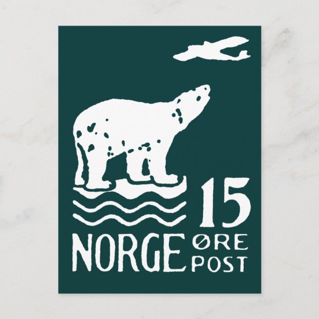 Postal Oso Polar Noruego De 1925 (Anverso)