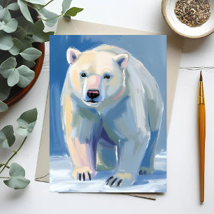 Postal Oso Polar   Pintura de Animal Hermoso