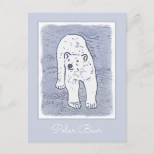 Postal Oso polar sobre pintura de hielo - Arte de vida sa