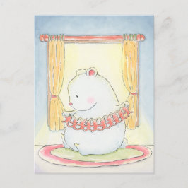 Postal Oso polar y conejito juntos solos acuarela