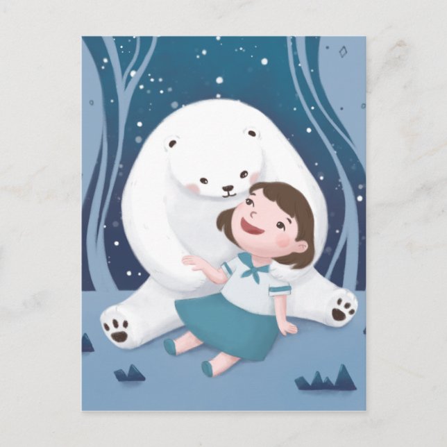 Postal Oso polar y Ilustracion infantil (Anverso)
