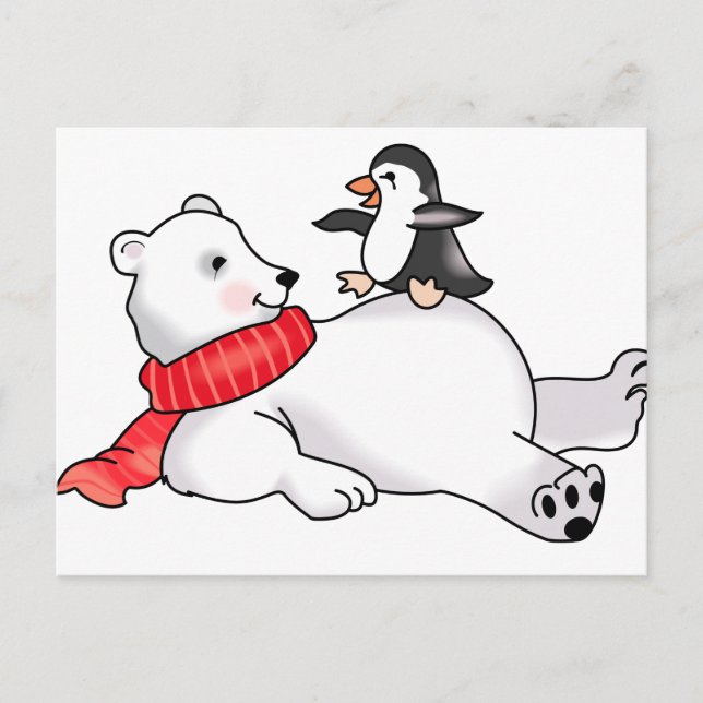 Postal Oso Polar y Pingüino (Anverso)
