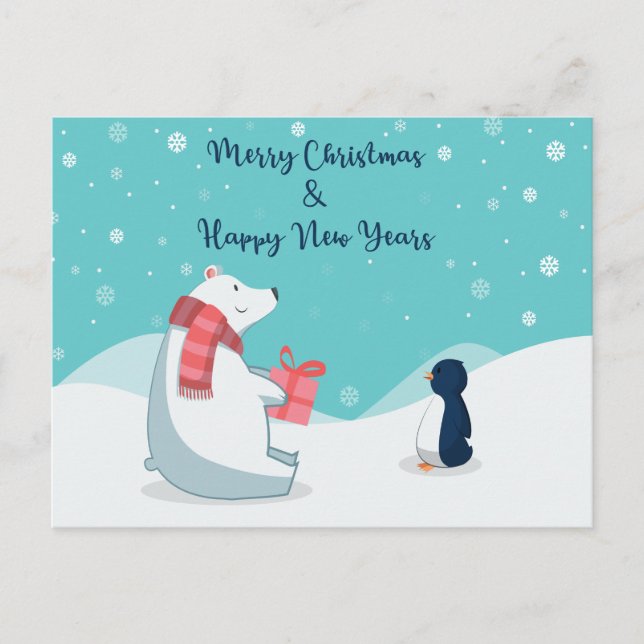 Postal ¡Oso Polar y Pingüino! (Anverso)