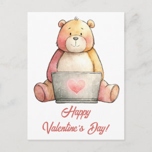 Postal Oso portátil acogedor día de San Valentín