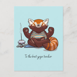 Postal Oso Rojo Mejor Profesor de Yoga Arte de Agradecimi