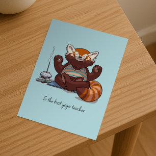 Postal Oso Rojo Mejor Profesor de Yoga Arte de Agradecimi