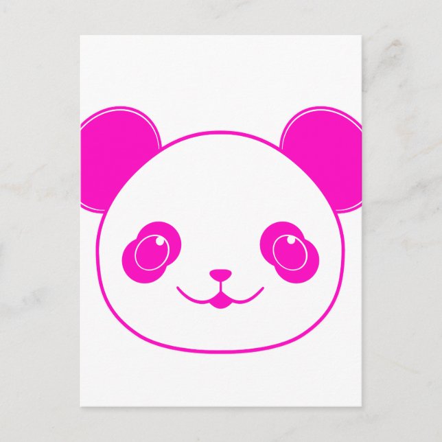 Postal Oso rosa Kawaii Panda (Anverso)