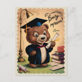 Postal Oso Vintage Lindo de Graduación