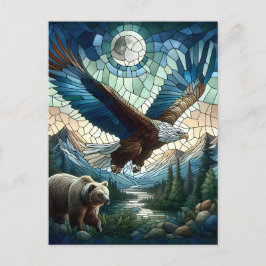 Postal Oso y águila mosaicos en el arte Ai de las montaña