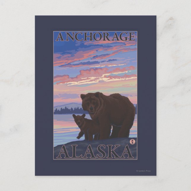 Postal Oso y cachorro - Anchorage, Alaska (Anverso)