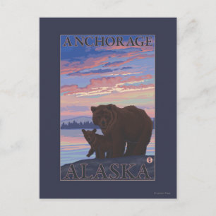 Postal Oso y cachorro - Anchorage, Alaska