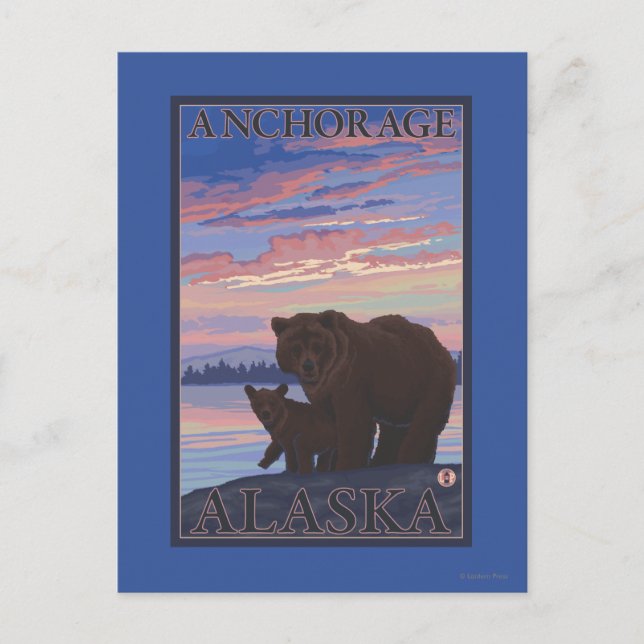 Postal Oso y cachorro - Anchorage, Alaska (Anverso)