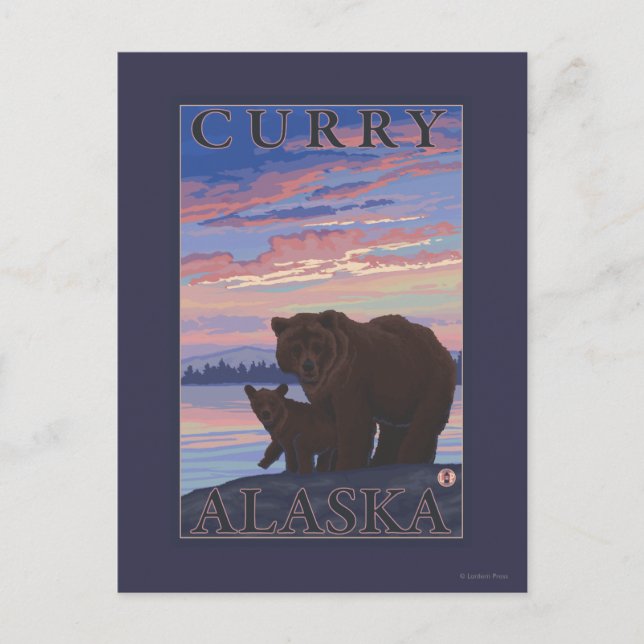 Postal Oso y cachorro - Curry, Alaska (Anverso)